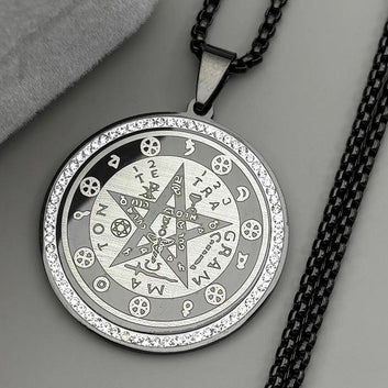 Rhinestone Tetragrammaton Pentagram Necklace Witchcraft Jewelry-MoonChildWorld