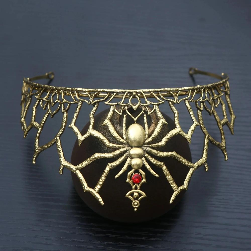 Rhinestones & Crystal Dark Goddess Halloween Crown - Gothic Spider Web Tiaras Witch Hair Accessories Vampire Accessory-MoonChildWorld