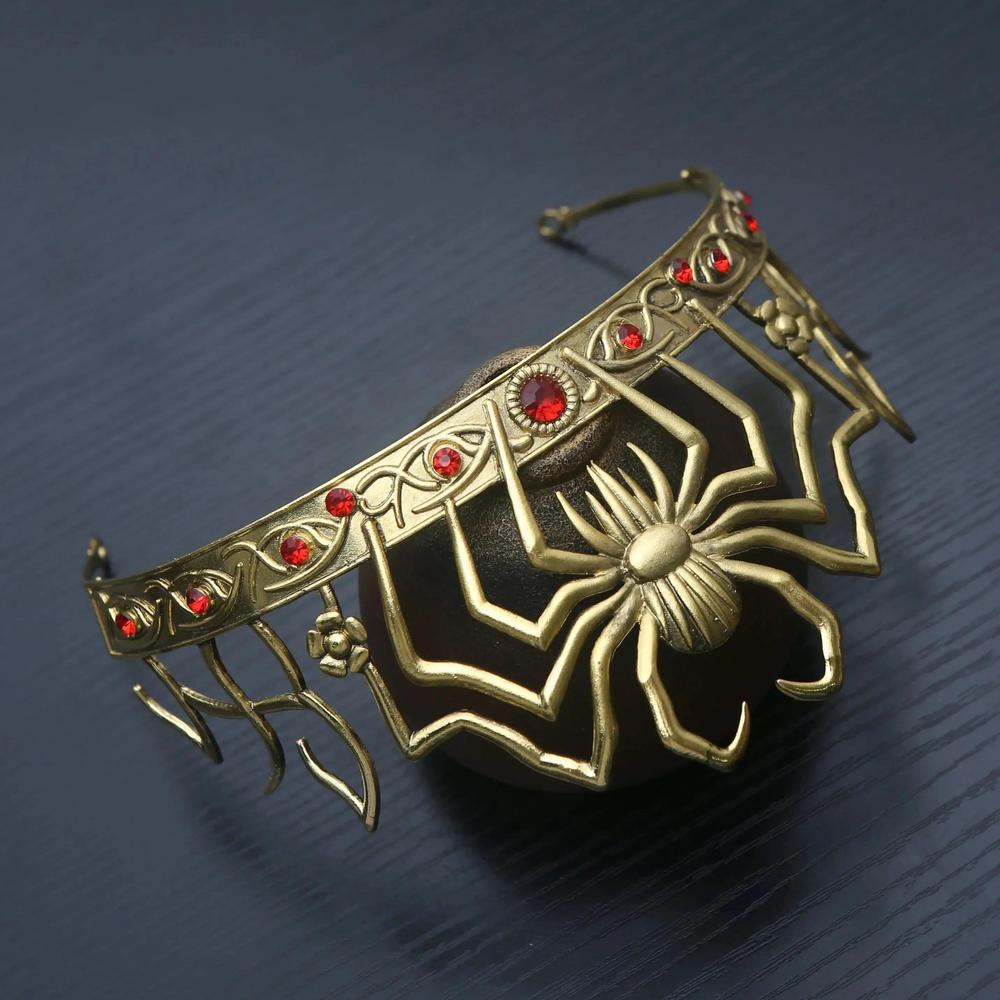 Rhinestones & Crystal Dark Goddess Halloween Crown - Gothic Spider Web Tiaras Witch Hair Accessories Vampire Accessory-MoonChildWorld
