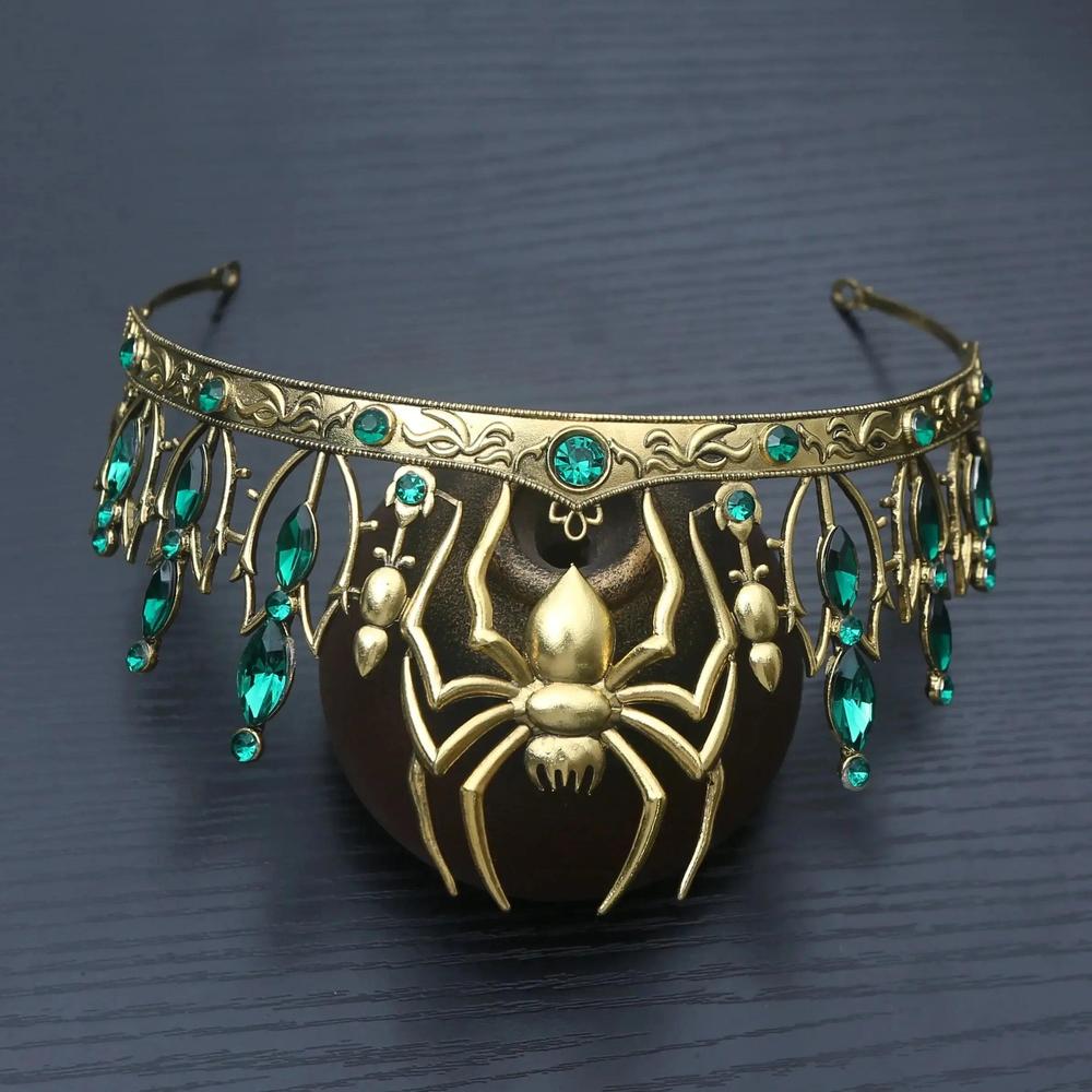 Rhinestones & Crystal Dark Goddess Halloween Crown - Gothic Spider Web Tiaras Witch Hair Accessories Vampire Accessory-MoonChildWorld