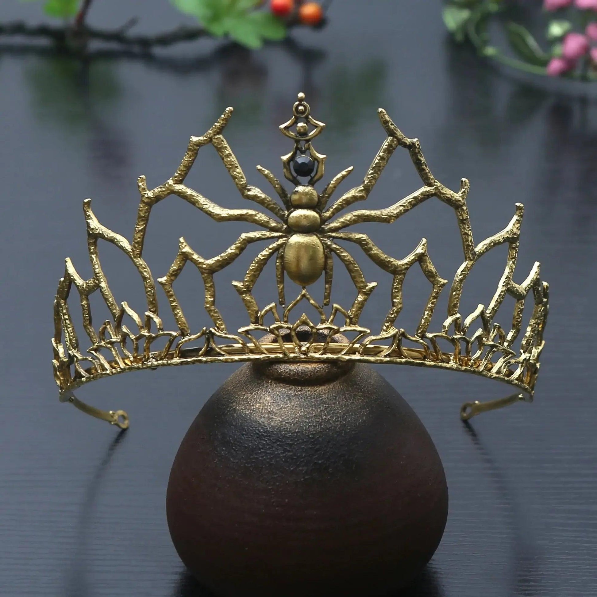 Rhinestones & Crystal Dark Goddess Halloween Crown - Gothic Spider Web Tiaras Witch Hair Accessories Vampire Accessory-MoonChildWorld