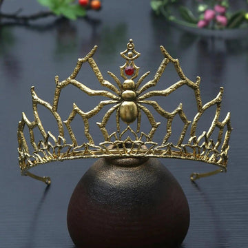 Rhinestones & Crystal Dark Goddess Halloween Crown - Gothic Spider Web Tiaras Witch Hair Accessories Vampire Accessory-MoonChildWorld
