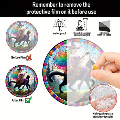 Guitar Witch Suncatcher Enchanting Acrylic Round Sign Witchy Home Decor-MoonChildWorld