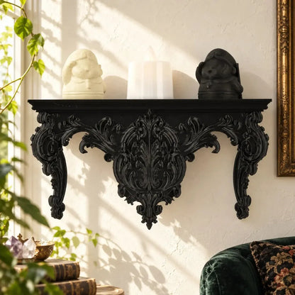 Rococo wall shelf product view showing rectangular ledge and scrollwork