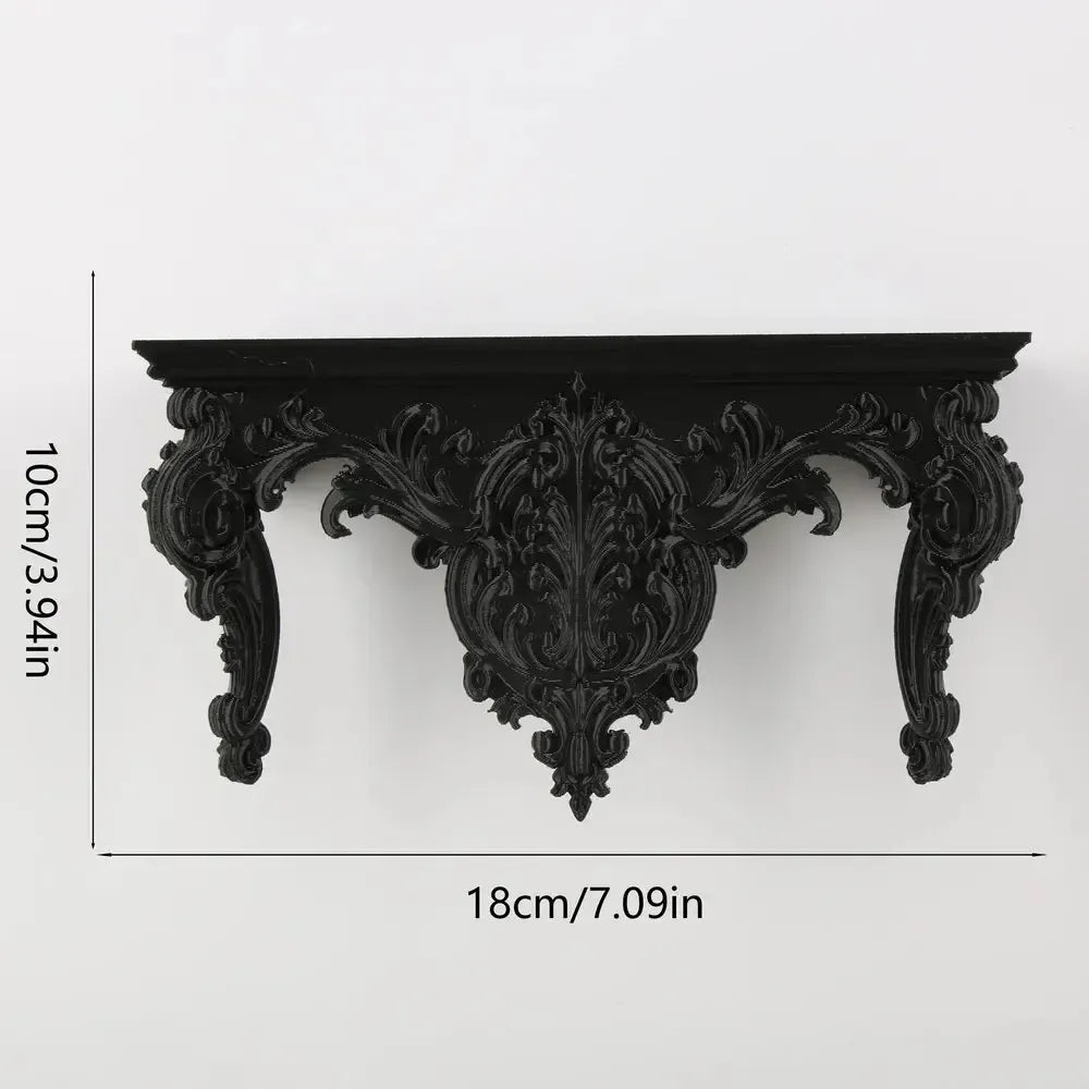 Rococo wall shelf dimension diagram, 18 cm wide and 10 cm high