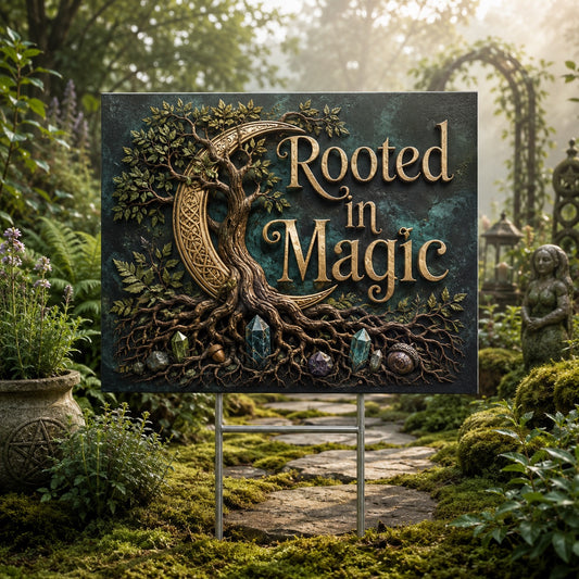 Rooted in Magic Wicca Yard Sign - garden display