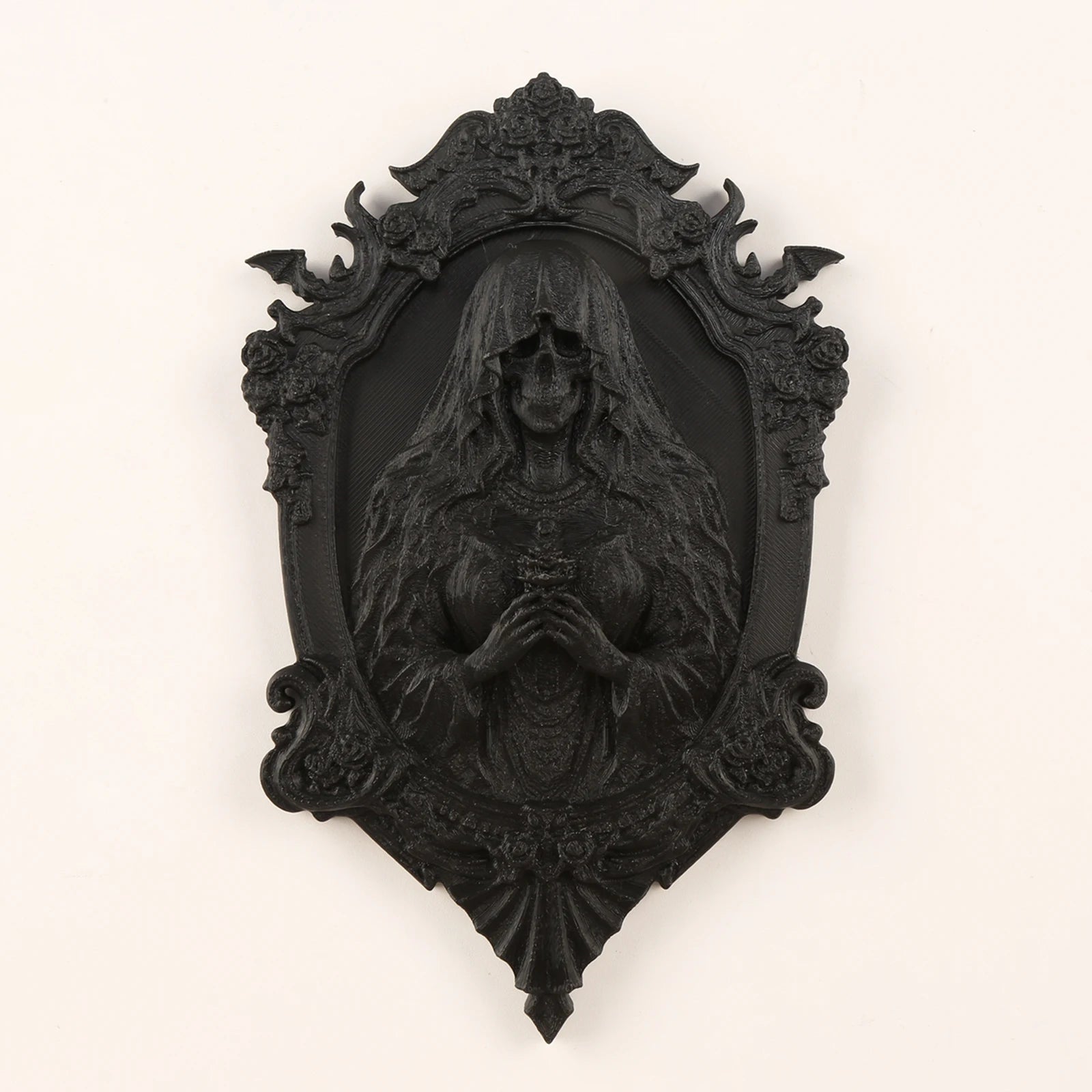 Rose Carved Skull Figure Wall Ornament – close-up detail