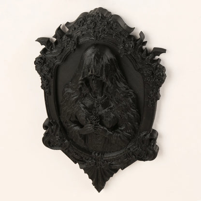 Rose Carved Skull Figure Wall Ornament – styled on wall