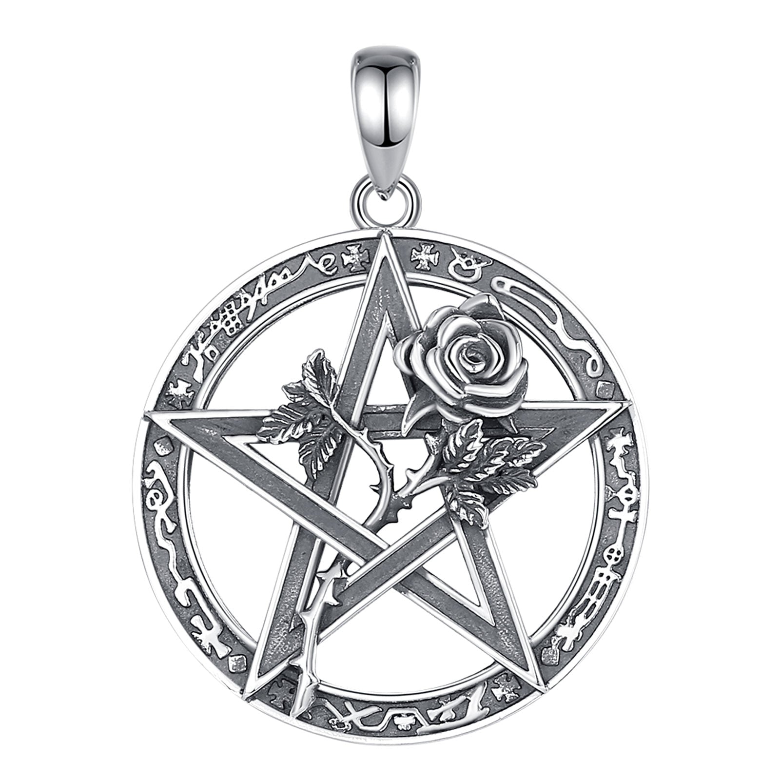 Rose Pentacle Necklace Gothic Witch Jewelry-MoonChildWorld