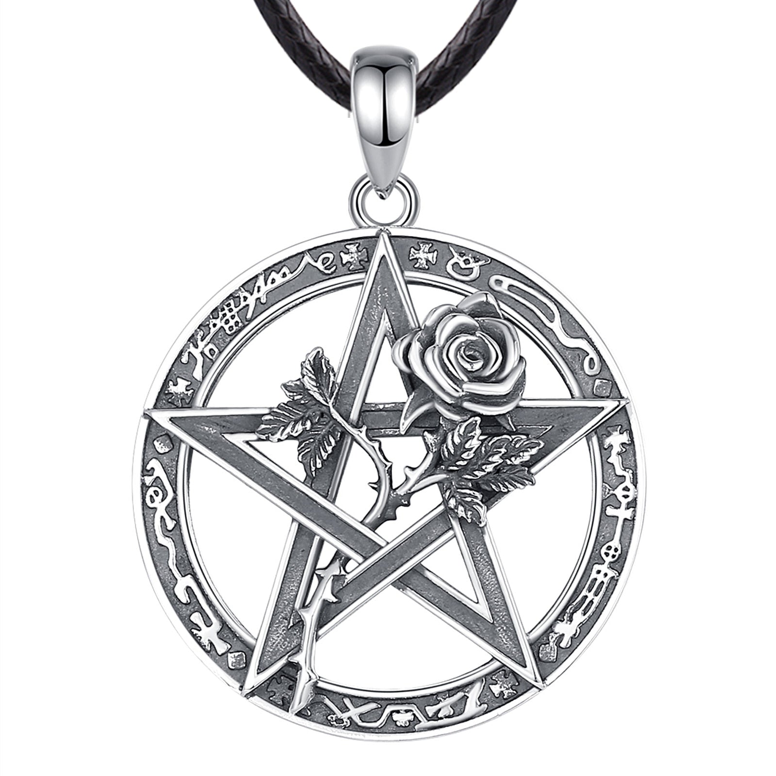Rose Pentacle Necklace Gothic Witch Jewelry-MoonChildWorld