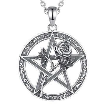 Rose Pentacle Necklace Gothic Witch Jewelry-MoonChildWorld