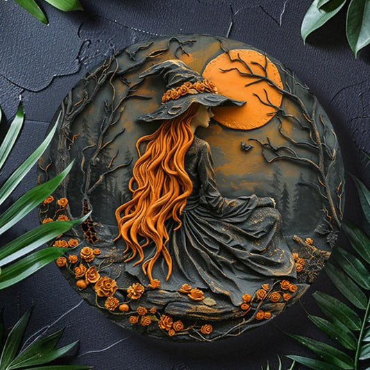 Dark Witch Gothic Metal Sign Halloween Decor-MoonChildWorld