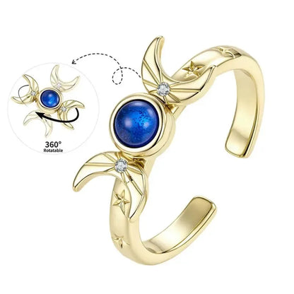 Rotatable Sun Moon Star Open Ring – front view