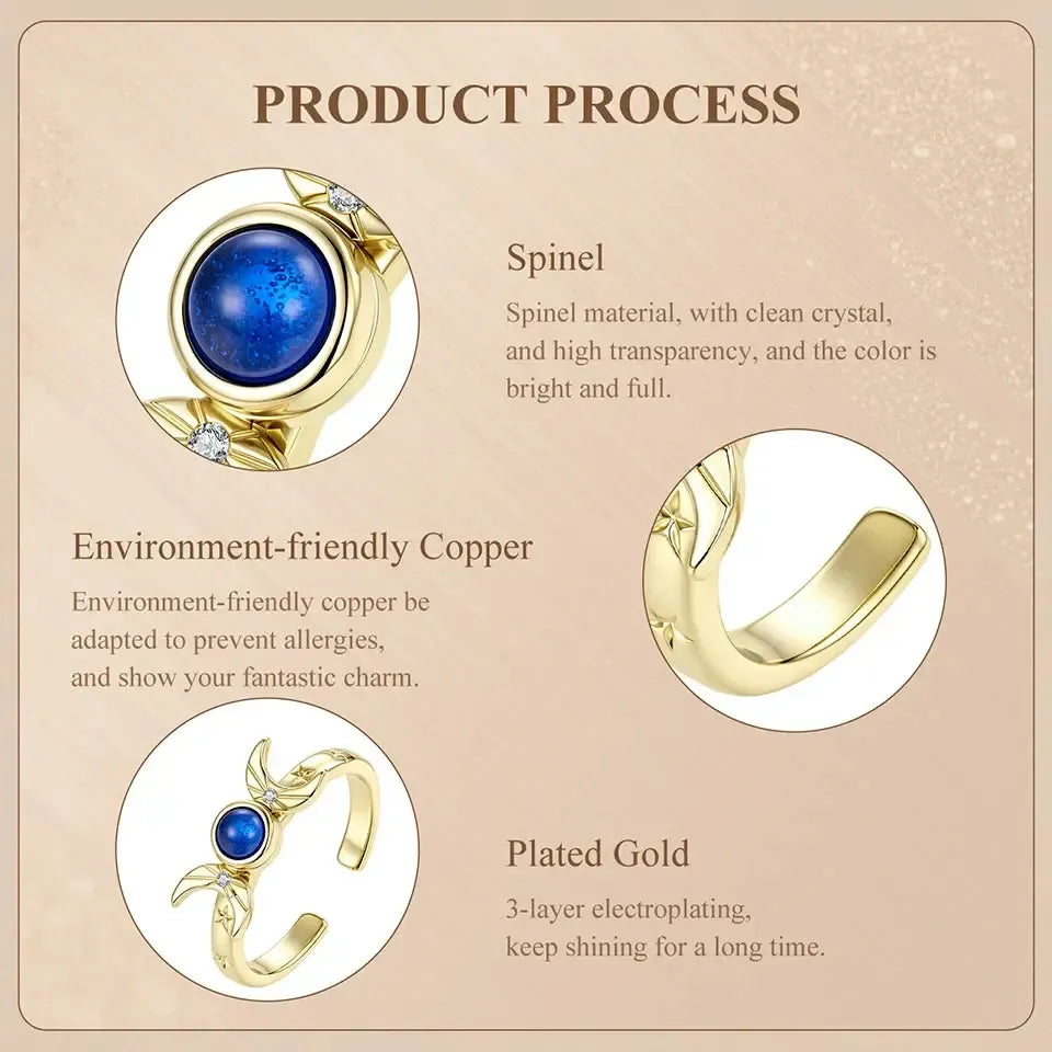 Rotatable Sun Moon Star Open Ring – side view