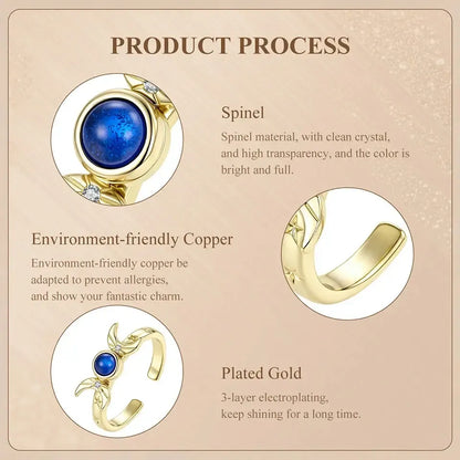 Rotatable Sun Moon Star Open Ring – side view