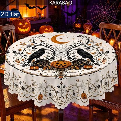 Round Halloween tablecloth for spooky seasonal table decor