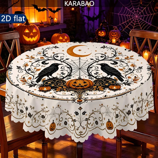 Round Halloween tablecloth for spooky seasonal table decor