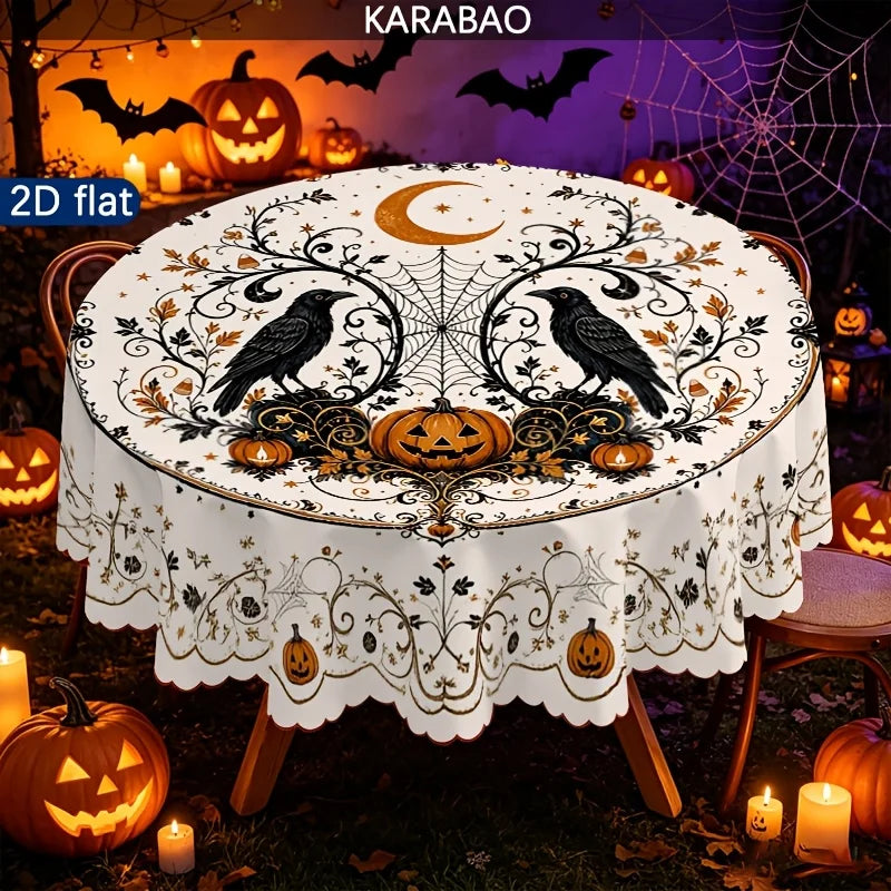 Round Halloween tablecloth for spooky seasonal table decor