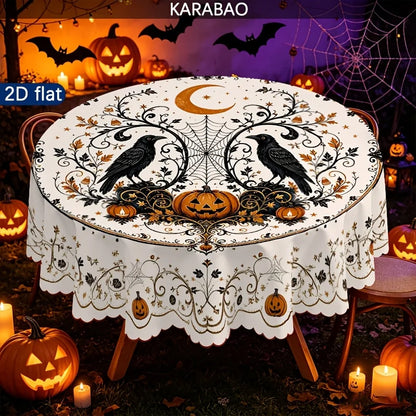 Round Halloween tablecloth for spooky seasonal table decor