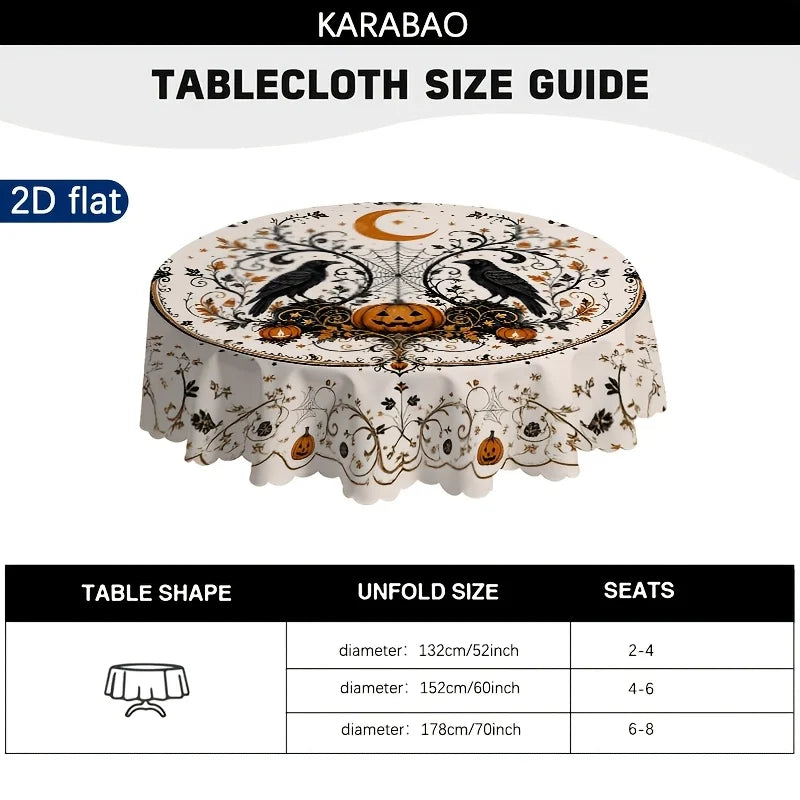 Round Halloween tablecloth for spooky seasonal table decor