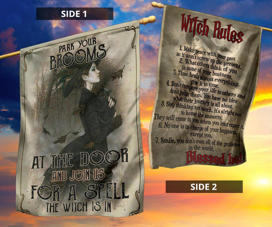 Rules of Witch Flag Halloween Decor-MoonChildWorld
