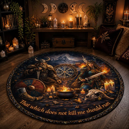 Runes Viking Round Rug Odin Freyja Goddess Carpet Norse Mythology Home Decor_mockup_1.webp