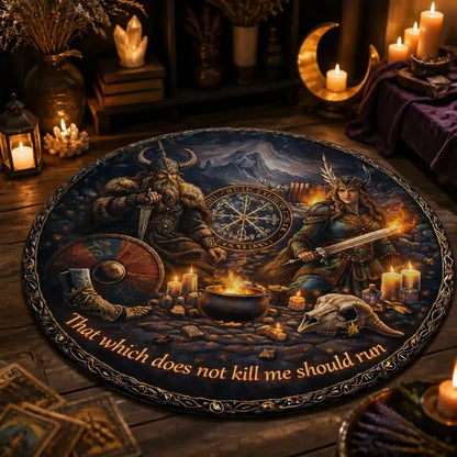 Runes Viking Round Rug Odin Freyja Goddess Carpet Norse Mythology Home Decor_mockup_3.webp