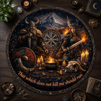 Runes Viking Round Rug Odin Freyja Goddess Carpet Norse Mythology Home Decor_mockup_2.webp