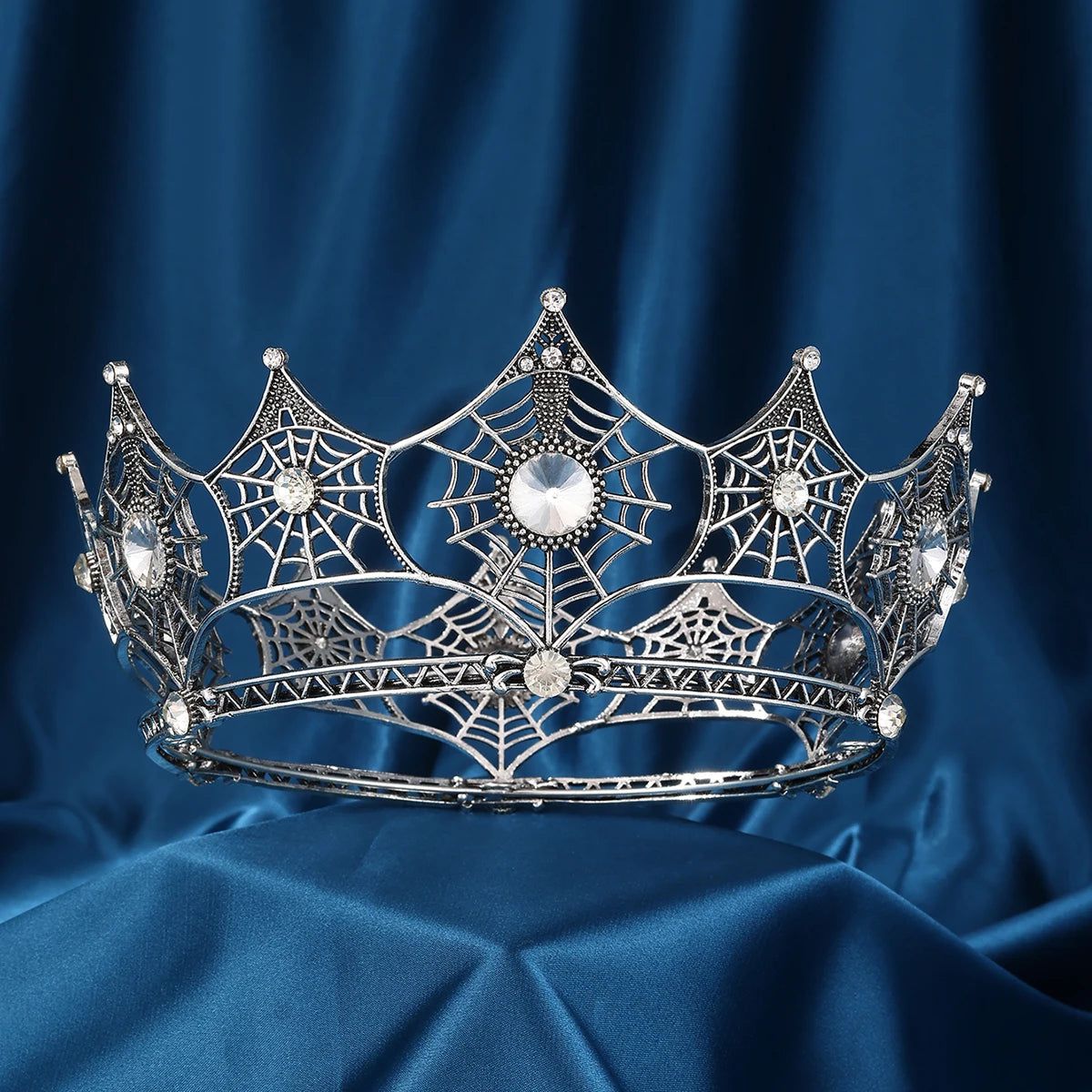 Gothic Spider Crystal Crown Witchy Tiaras for Halloween - Gothic Hair Accessories-MoonChildWorld