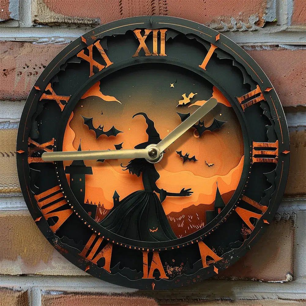 Halloween Witch Wall Clock Gothic Wall Clock-MoonChildWorld