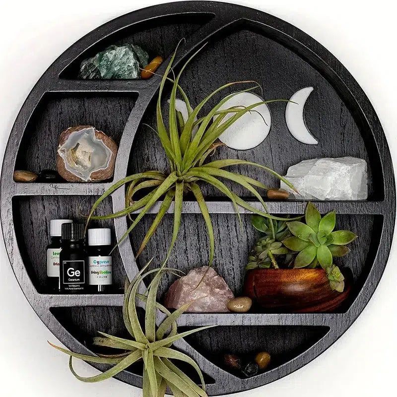 Crescent Moon Shelf for Crystals Stone Essential Oil-MoonChildWorld