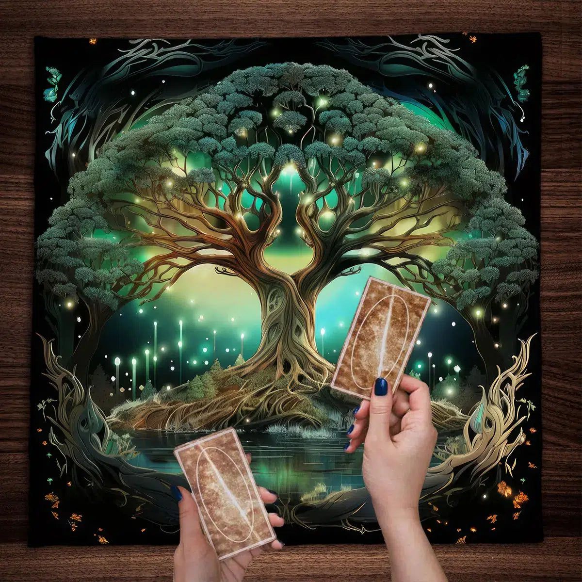 Mysterious Tree of Life Tarot Tablecloth Wicca Altar Cloth-MoonChildWorld