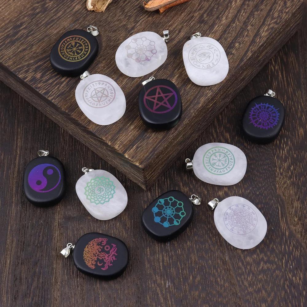 Natural Stone Necklace Obsidian Sun Moon Viking Constellations Metatron Chakra Reiki Spiritual Protection Necklace-MoonChildWorld