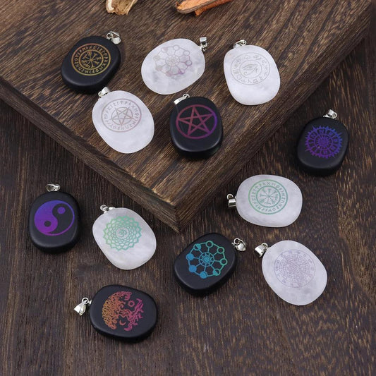 Natural Stone Necklace Obsidian Sun Moon Viking Constellations Metatron Chakra Reiki Spiritual Protection Necklace