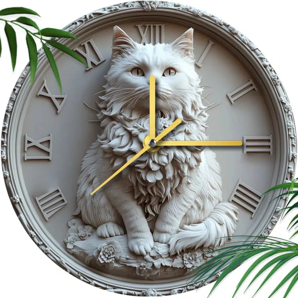 British Longhair Cat Wall Clock for Cat Lovers-MoonChildWorld