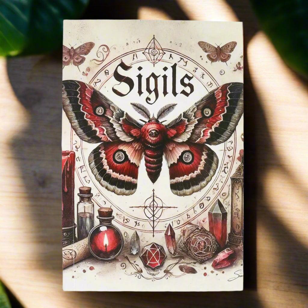 Vintage Occult Grimoire - Sigils & Mystical Symbols Guide - Dark Art Ritual Book with Moons, Pentagrams & Butterfly Design-MoonChildWorld