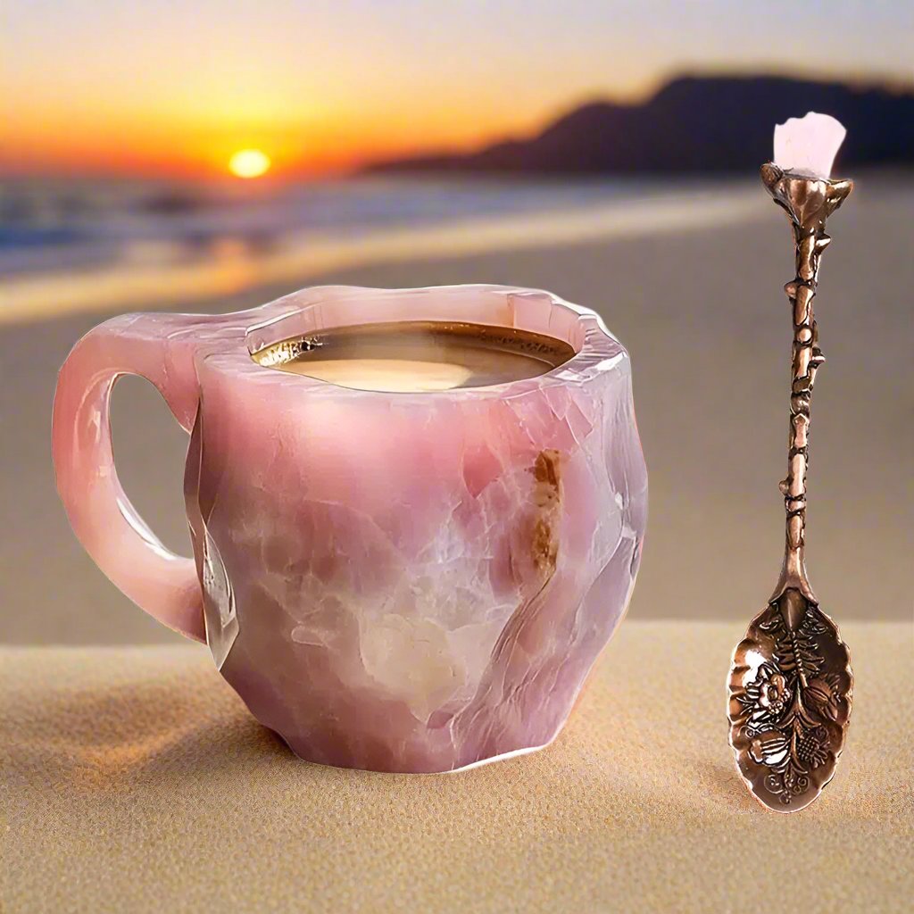 Mineral Crystal Coffee Mugs Natural Mineral Crystal Mug With Spoon Christmas Gift-MoonChildWorld