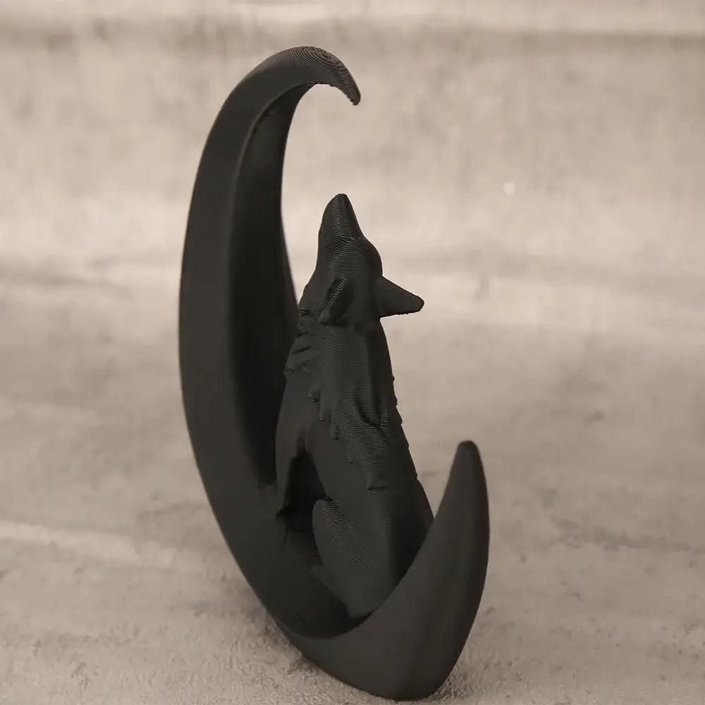 Dark Style Moon Wolf Figurine Gothic Home Decoration-MoonChildWorld