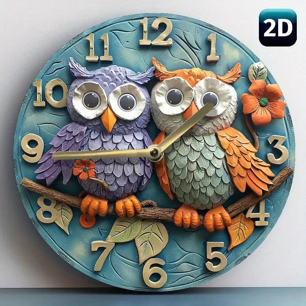 Cute Owls Wooden wall clock - Spirit Owl Home Decor-MoonChildWorld