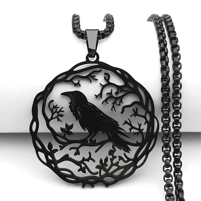 Gothic Crow Necklace Witchy Raven Necklace-MoonChildWorld