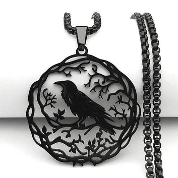 Gothic Crow Necklace Witchy Raven Necklace