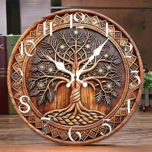 Pagan Tree Of Life Wooden Wall Clock