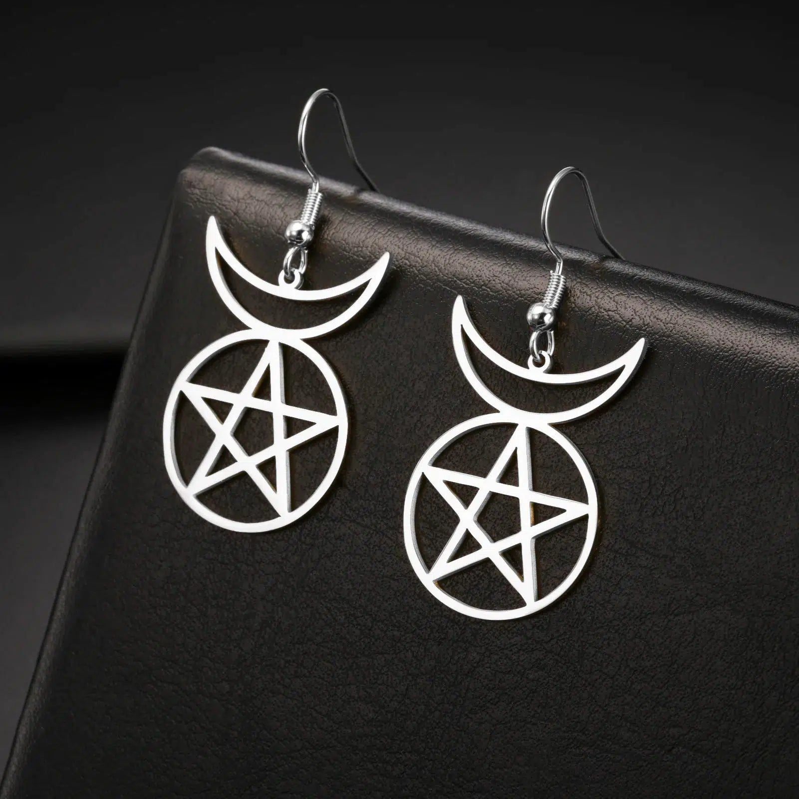 Pentacle Moon Witchcraft Earrings Wicca Amulet Jewelry-MoonChildWorld