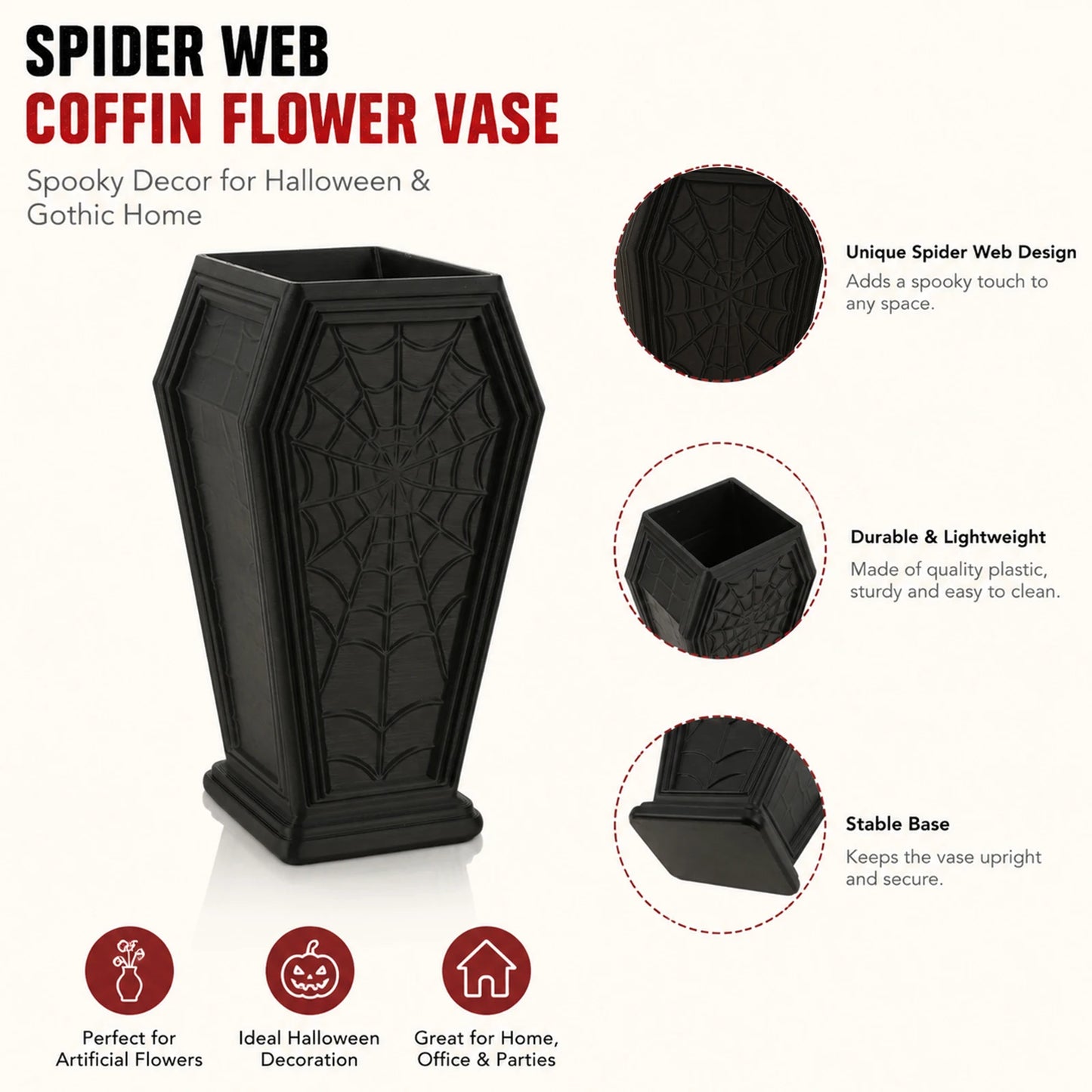 Gothic coffin vase – dark flower vessel side view