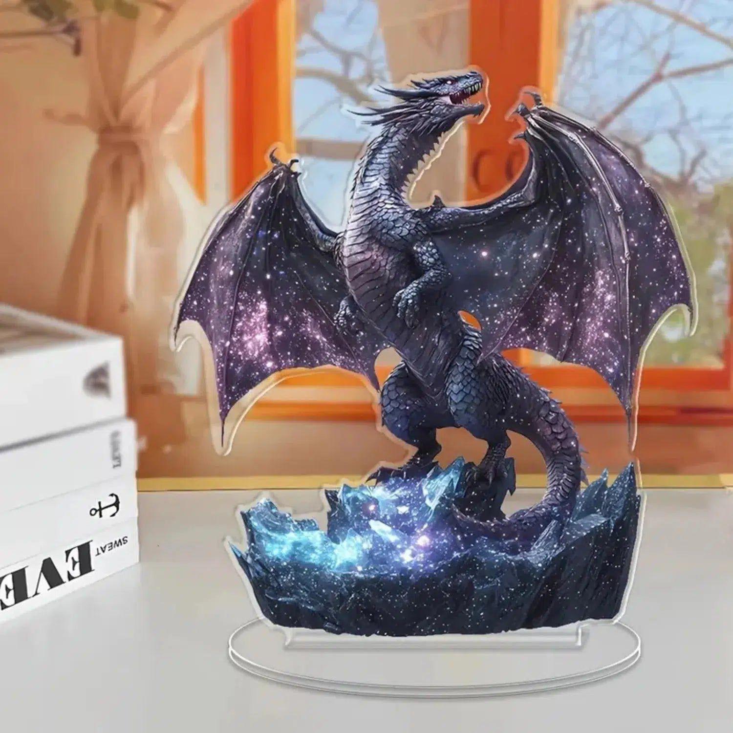 Purple Dragon 2D Flat Acrylic Figurine Dragon Table Ornament Dragon Desk Decor-MoonChildWorld