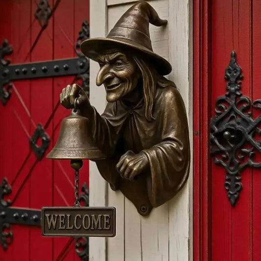 Witch Welcome Bell Spooky Halloween Door Bell - Vintage Style Shopkeepers Bell Metal Door Chime