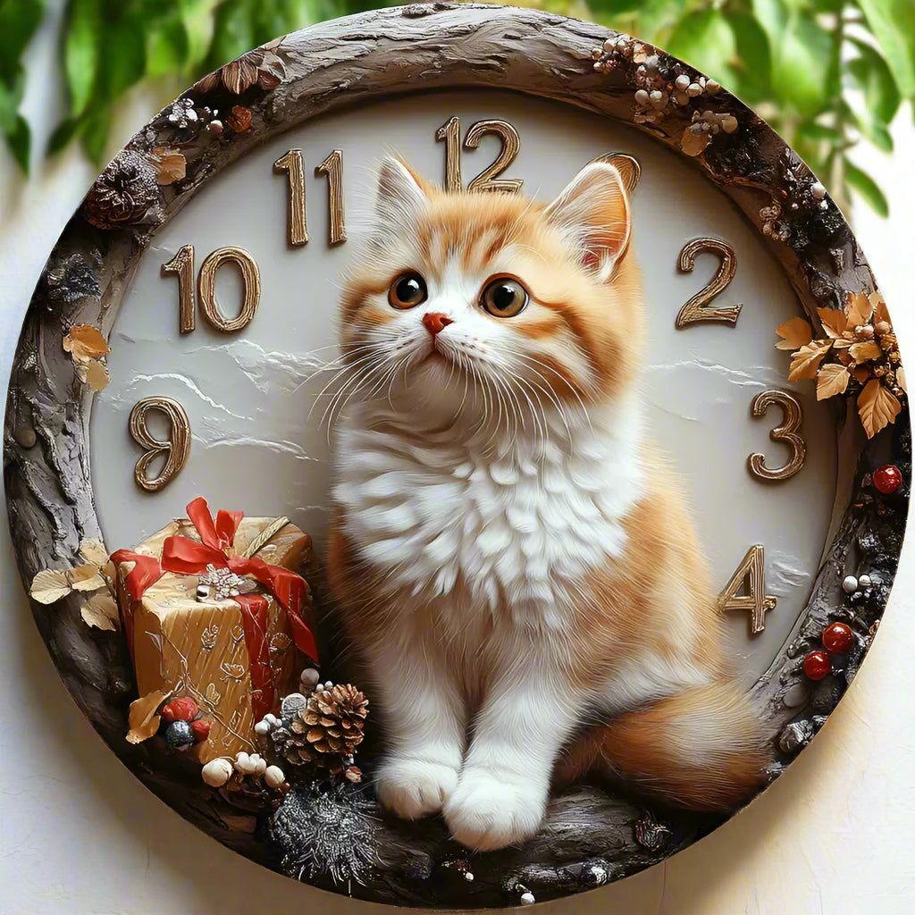 Persian Cat Wall Clock for Cat Lovers Christmas Decorations-MoonChildWorld