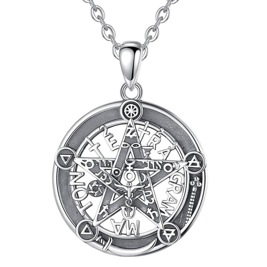 Runes Pentacle Wiccan Necklace Viking Jewelry