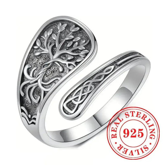 925 Sterling Silver Celtic Tree of Life Pagan Ring Wicca Jewelry