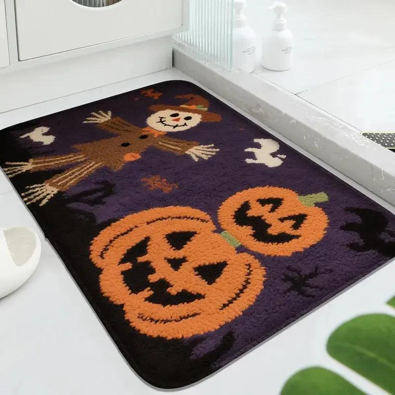 Witch Doormat Welcome Mat - Gothic Halloween Decor with Spooky Ghost, Pumpkin, Black Cat & Bat-MoonChildWorld